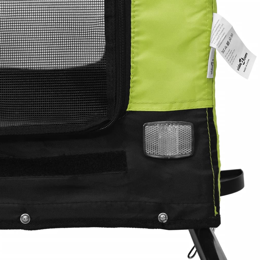 Rimorchio da Bici per Animali Verde e Nero Oxford e Ferro - homemem39