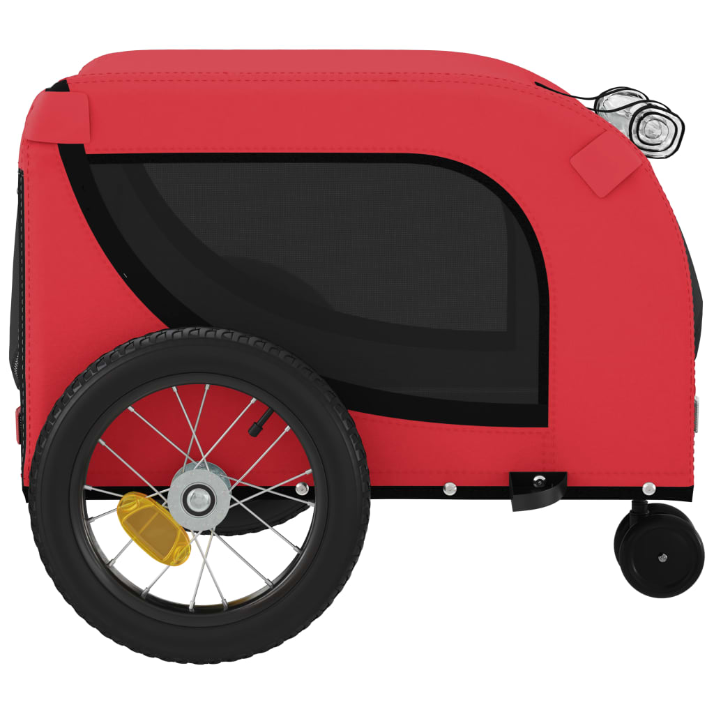 Rimorchio da Bici per Animali Rosso e Nero Oxford e Ferro - homemem39