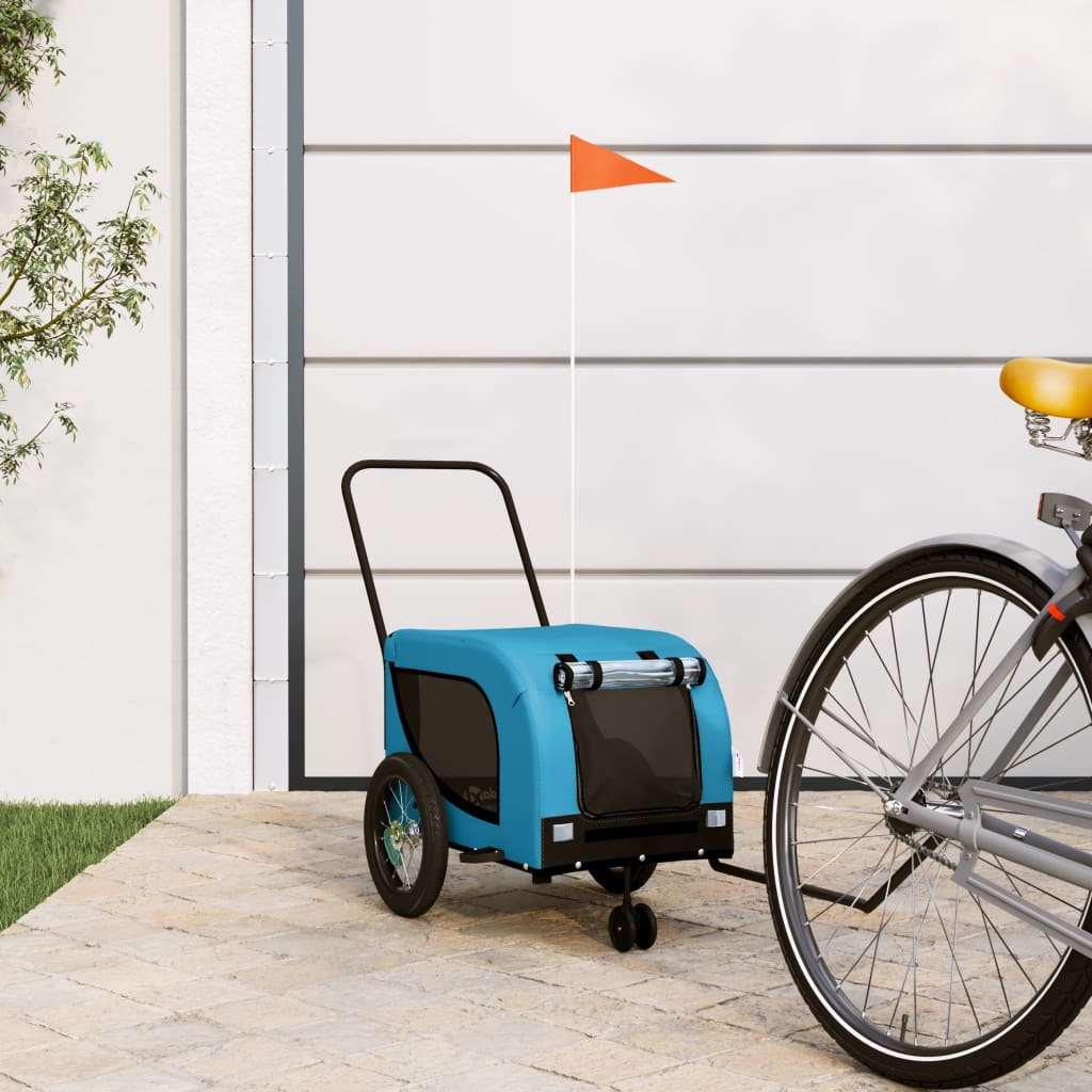 Rimorchio da Bici per Animali Blu e Nero Oxford e Ferro - homemem39