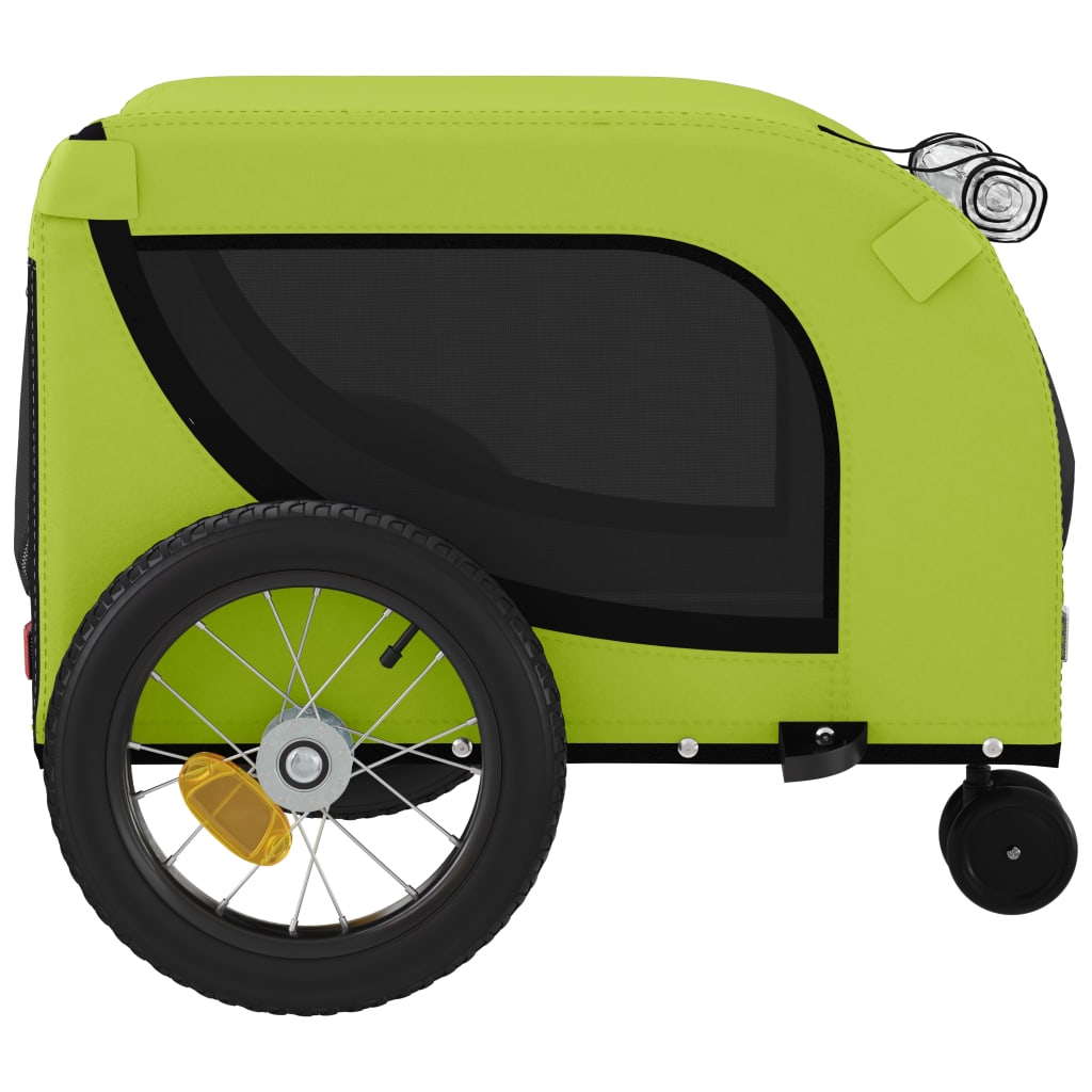 Rimorchio da Bici per Animali Verde e Nero Oxford e Ferro - homemem39