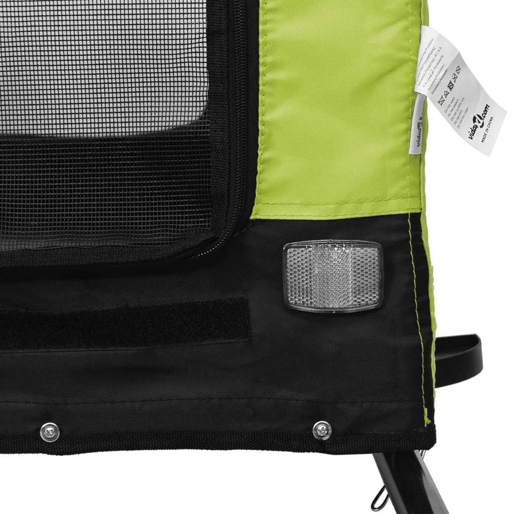 Rimorchio da Bici per Animali Verde e Nero Oxford e Ferro - homemem39