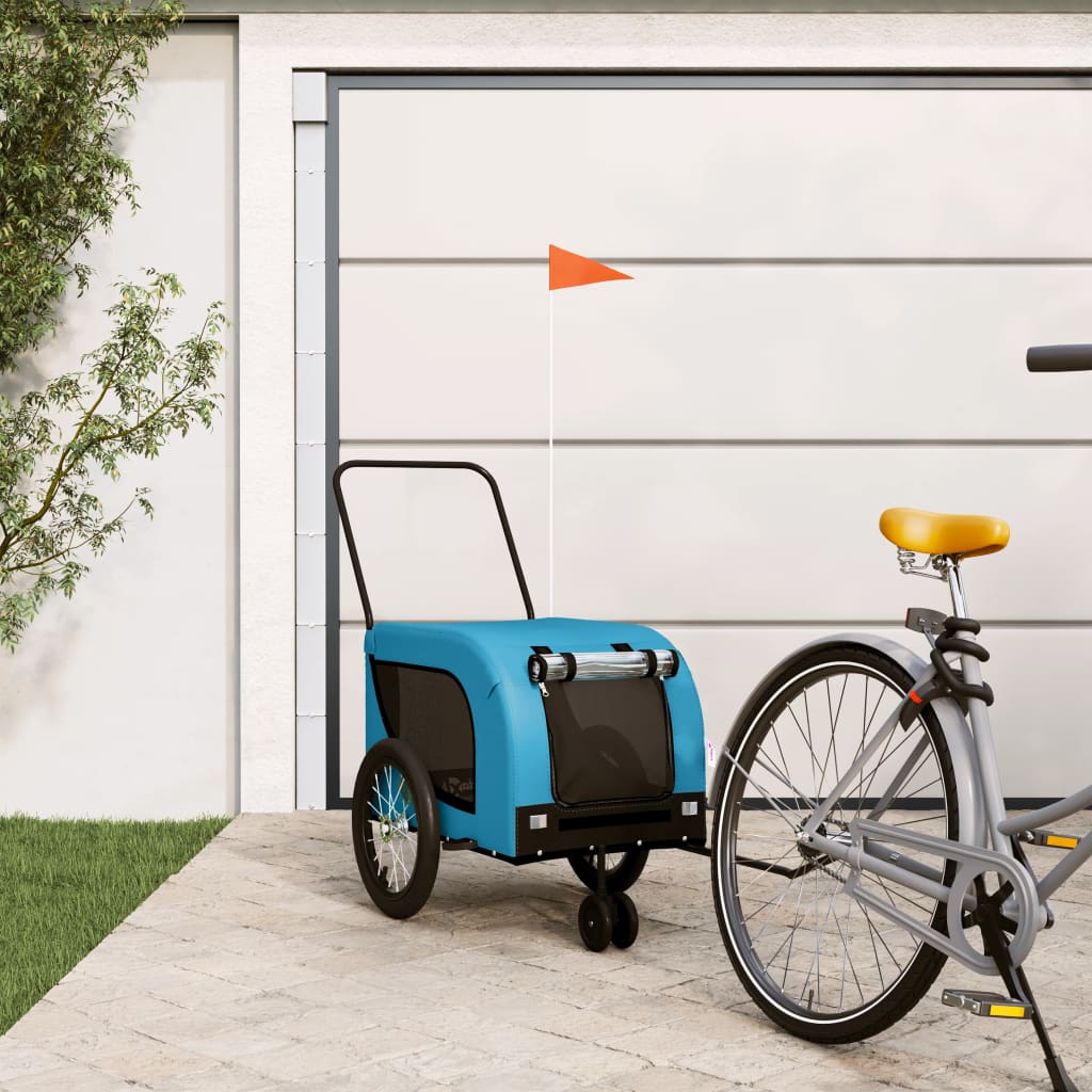 Rimorchio da Bici per Animali Blu e Nero Oxford e Ferro - homemem39