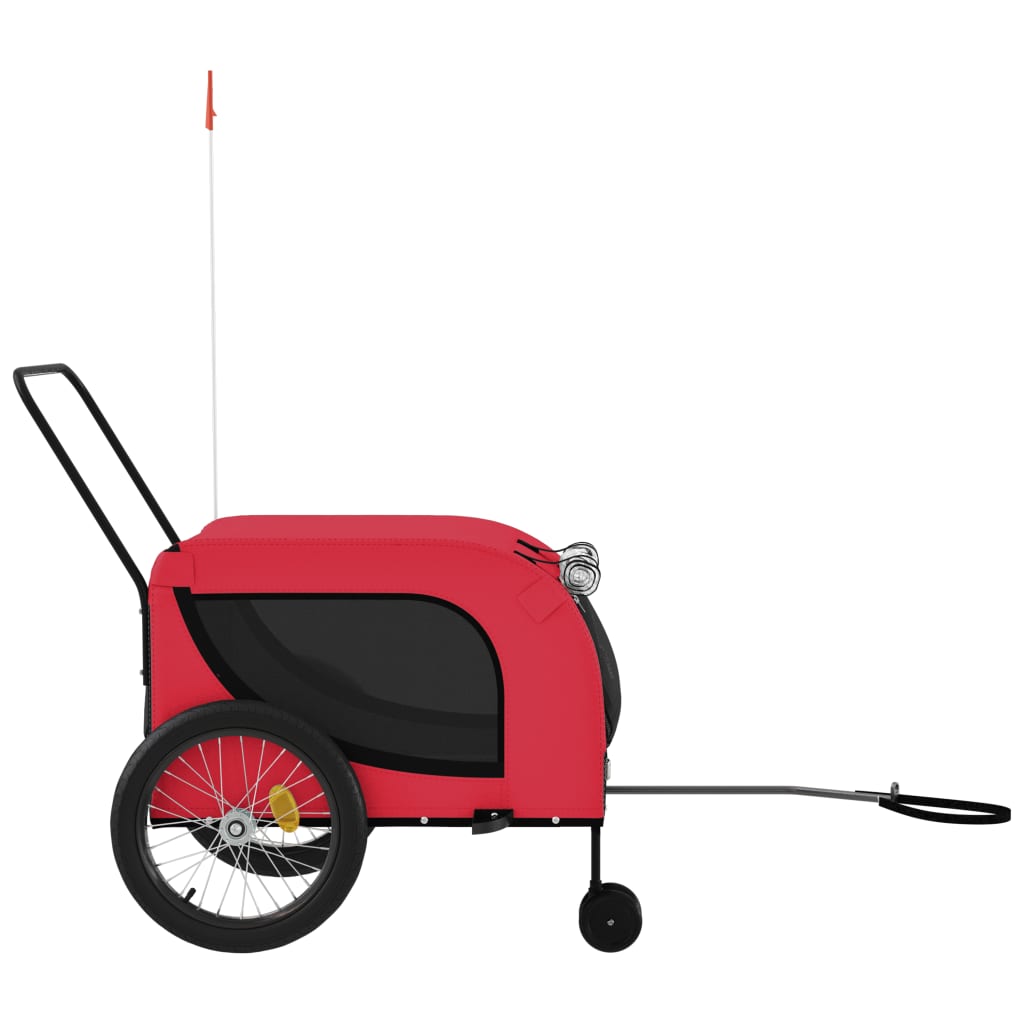 Rimorchio da Bici per Animali Rosso e Nero Oxford e Ferro - homemem39