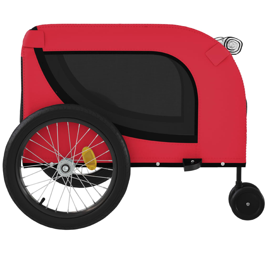 Rimorchio da Bici per Animali Rosso e Nero Oxford e Ferro - homemem39