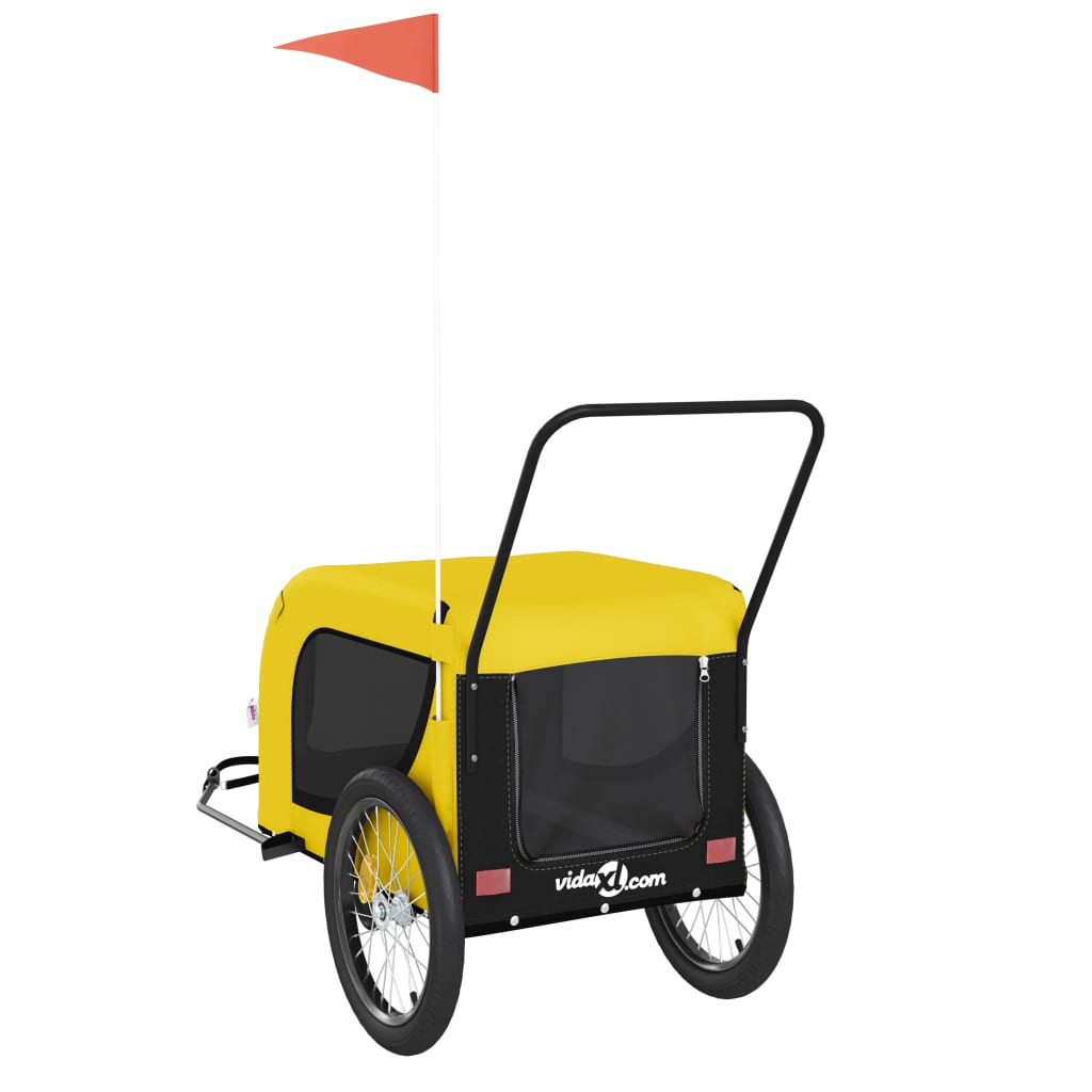 Rimorchio da Bici per Animali Giallo e Nero Oxford e Ferro - homemem39