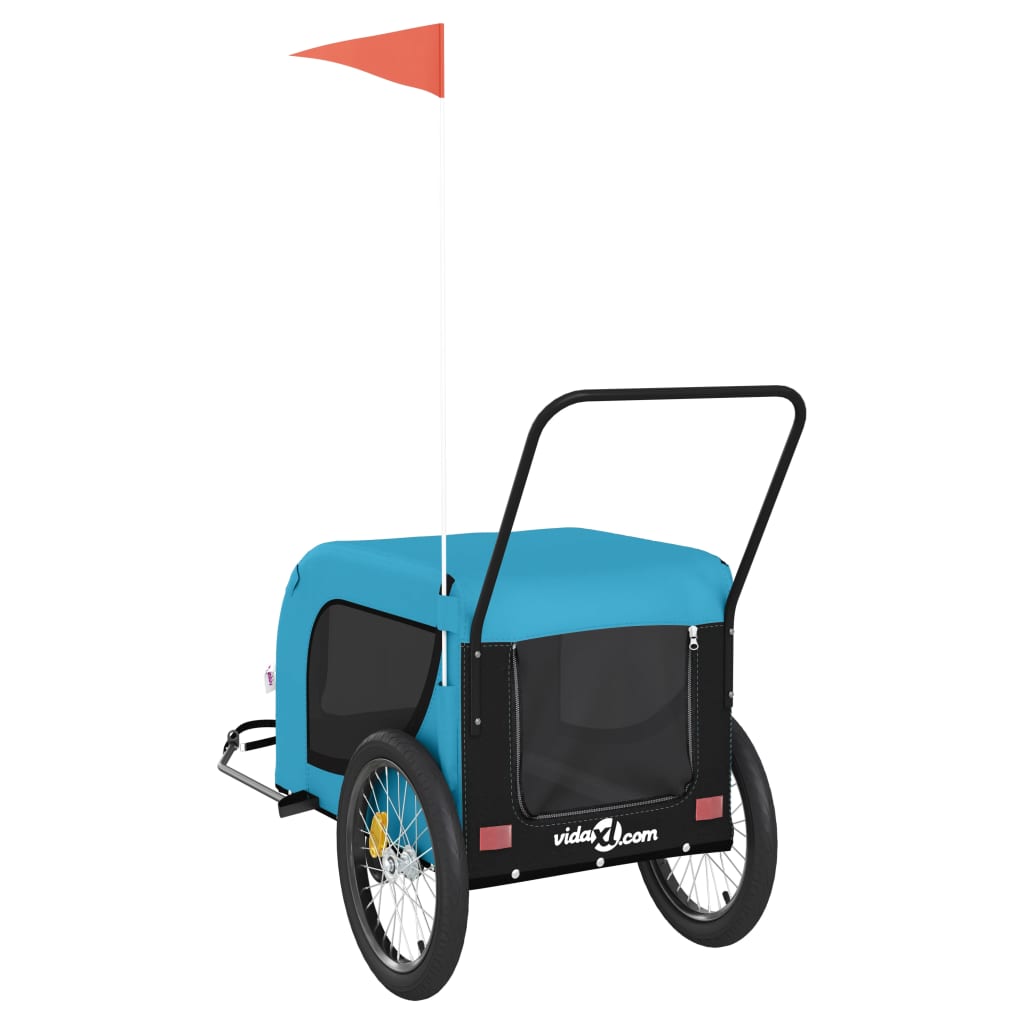 Rimorchio da Bici per Animali Blu e Nero Oxford e Ferro - homemem39