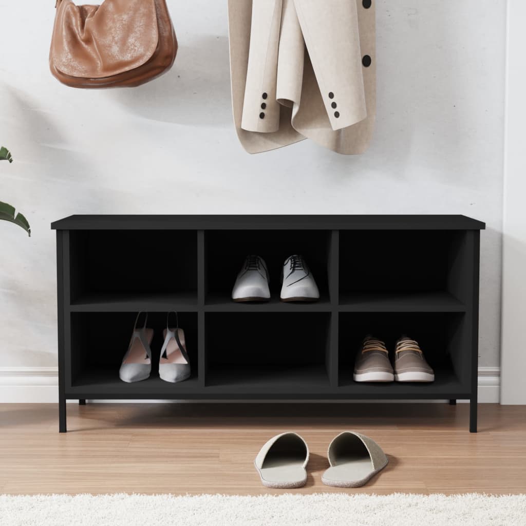 Scarpiera Nera 100x35x50 cm in Legno Multistrato - homemem39