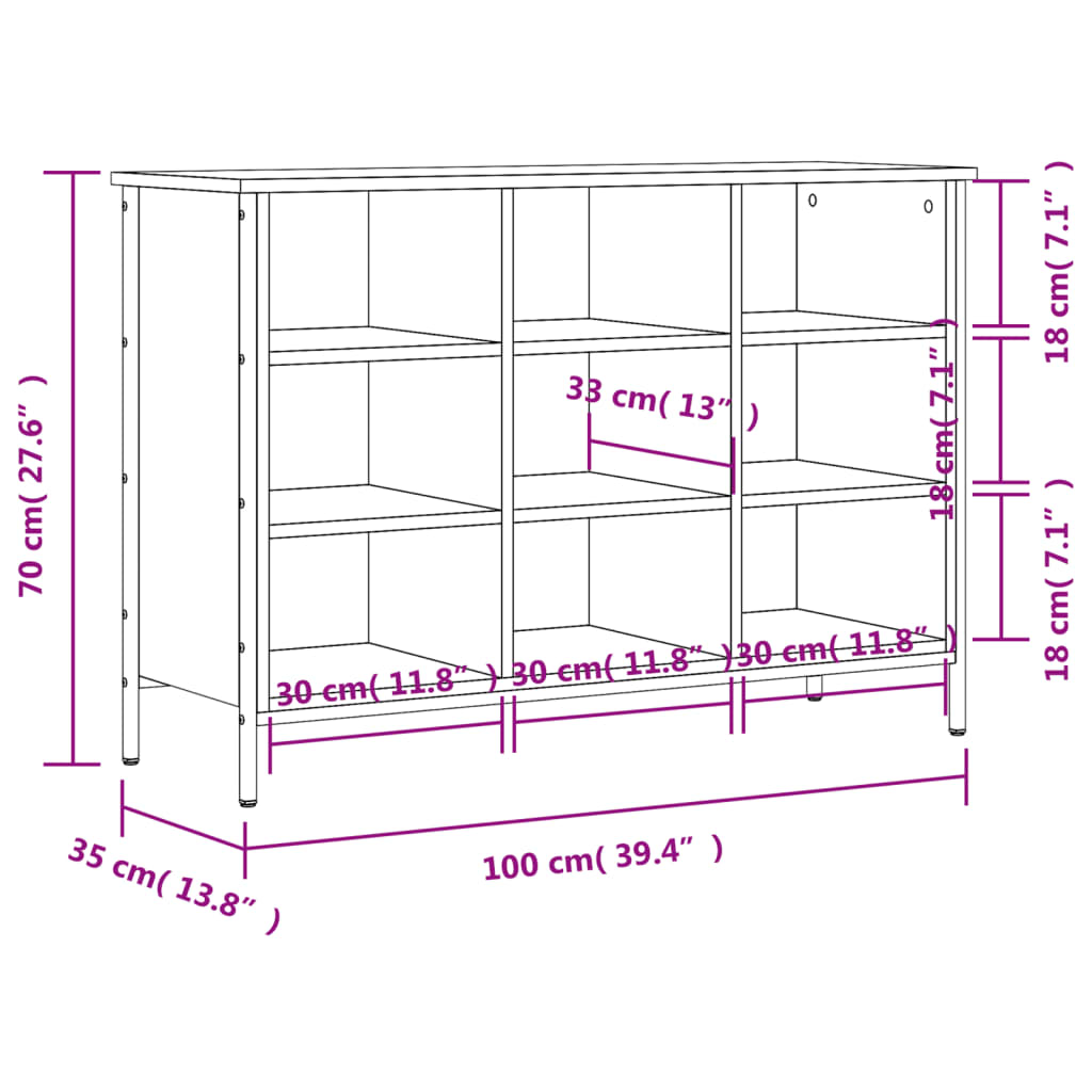 Scarpiera Nera 100x35x70 cm in Legno Multistrato - homemem39