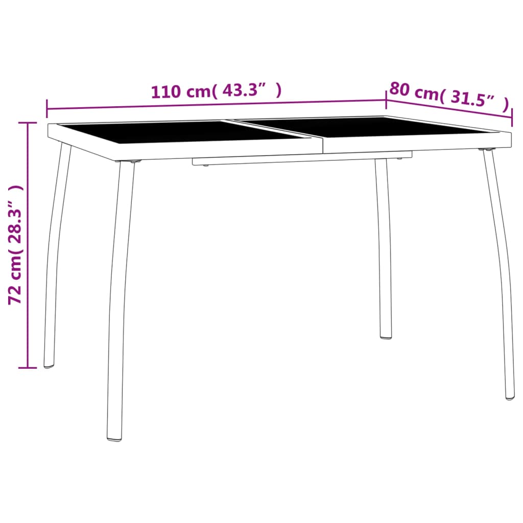 Tavolo da Giardino Antracite 110x80x72 cm Rete d'Acciaio | homemem39