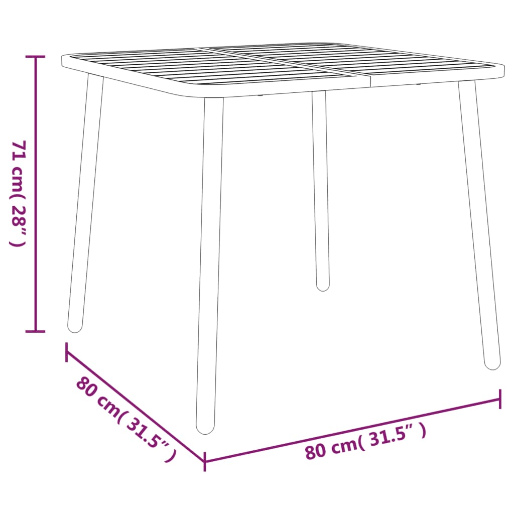 Tavolo da Giardino Antracite 80x80x71 cm Acciaio - homemem39