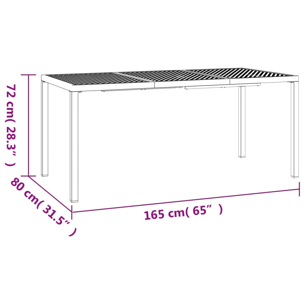 Tavolo da Giardino Antracite 165x80x72 cm Acciaio | homemem39
