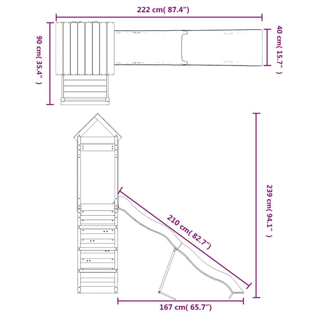 Set da Gioco da Esterno in Legno Massello di Pino | homemem39