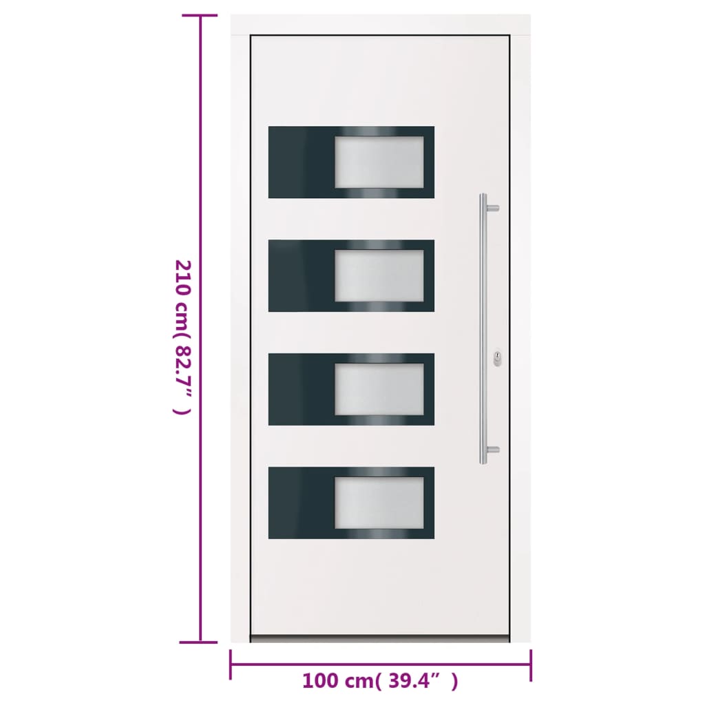 Porta Ingresso Bianca 100x210 cm in Alluminio e PVC - homemem39