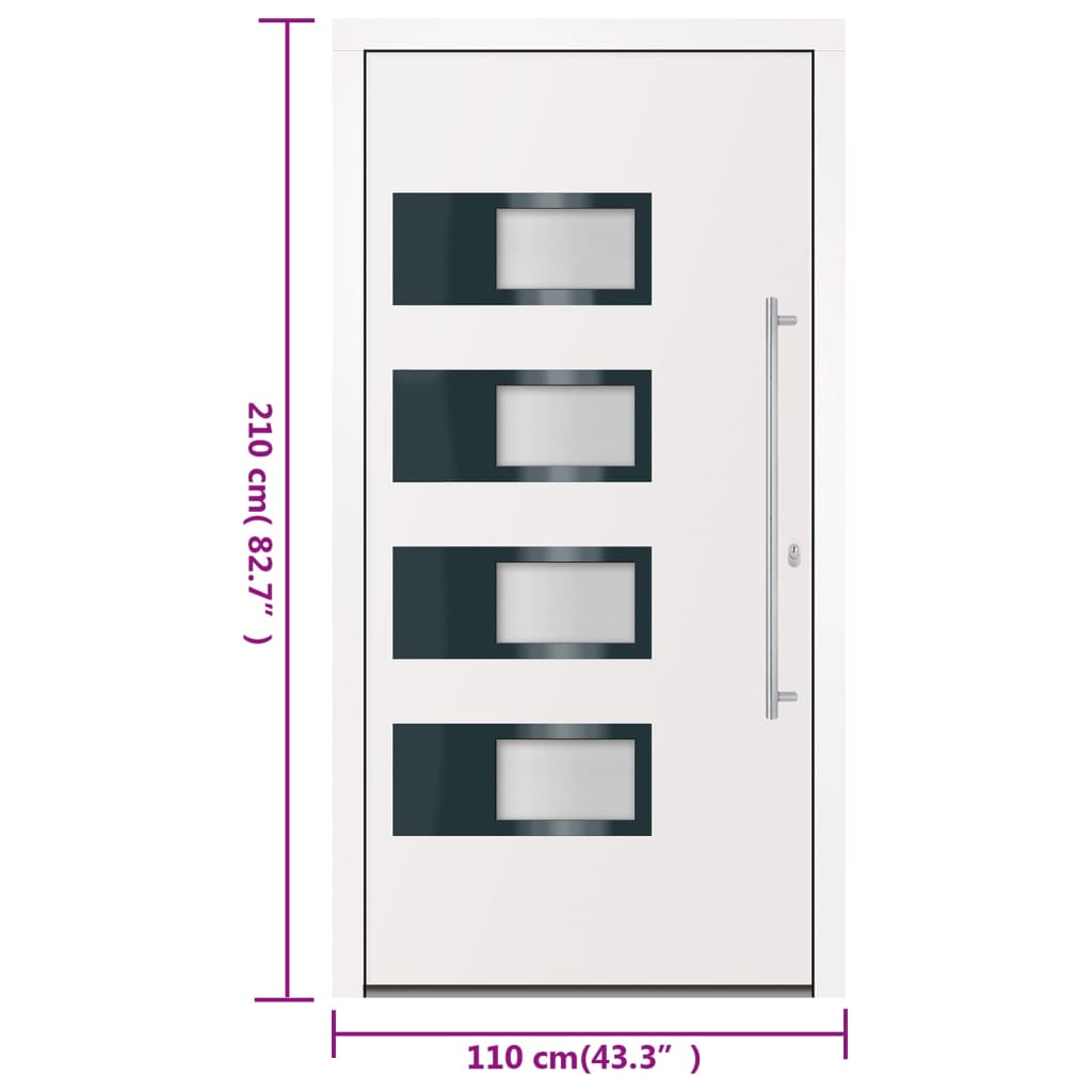 Porta Ingresso Bianca 110x210 cm in Alluminio e PVC | homemem39