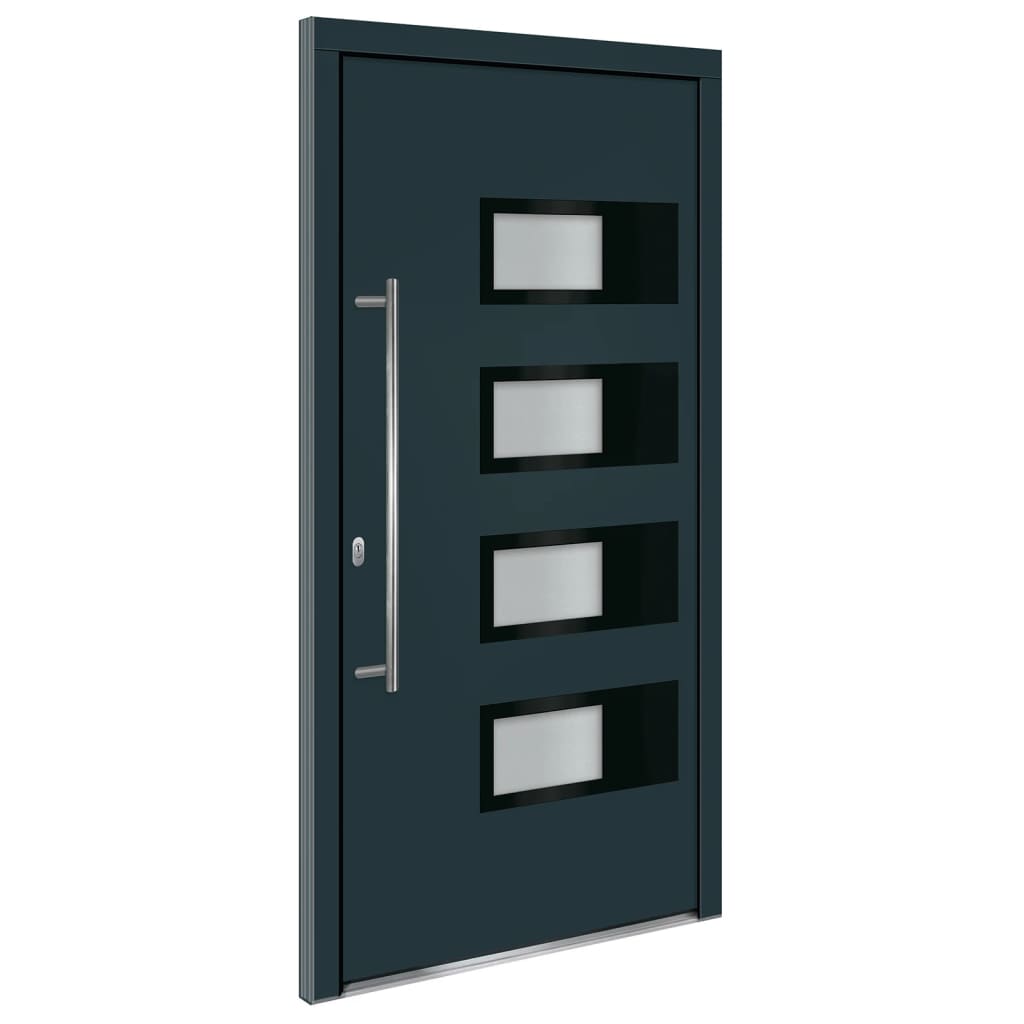 Porta Ingresso Antracite 110x210 cm in Alluminio e PVC - homemem39