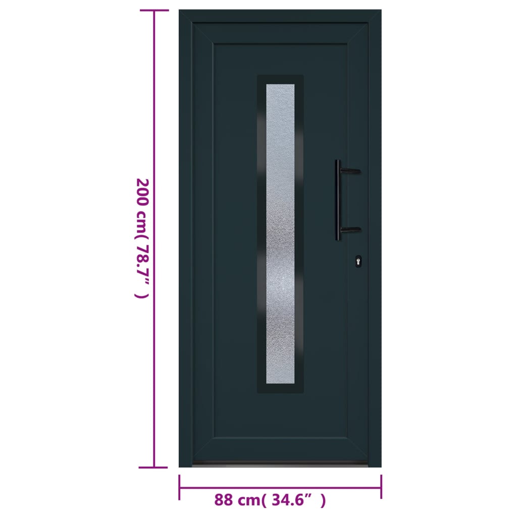 Porta Ingresso Antracite 88x200 cm in PVC - homemem39