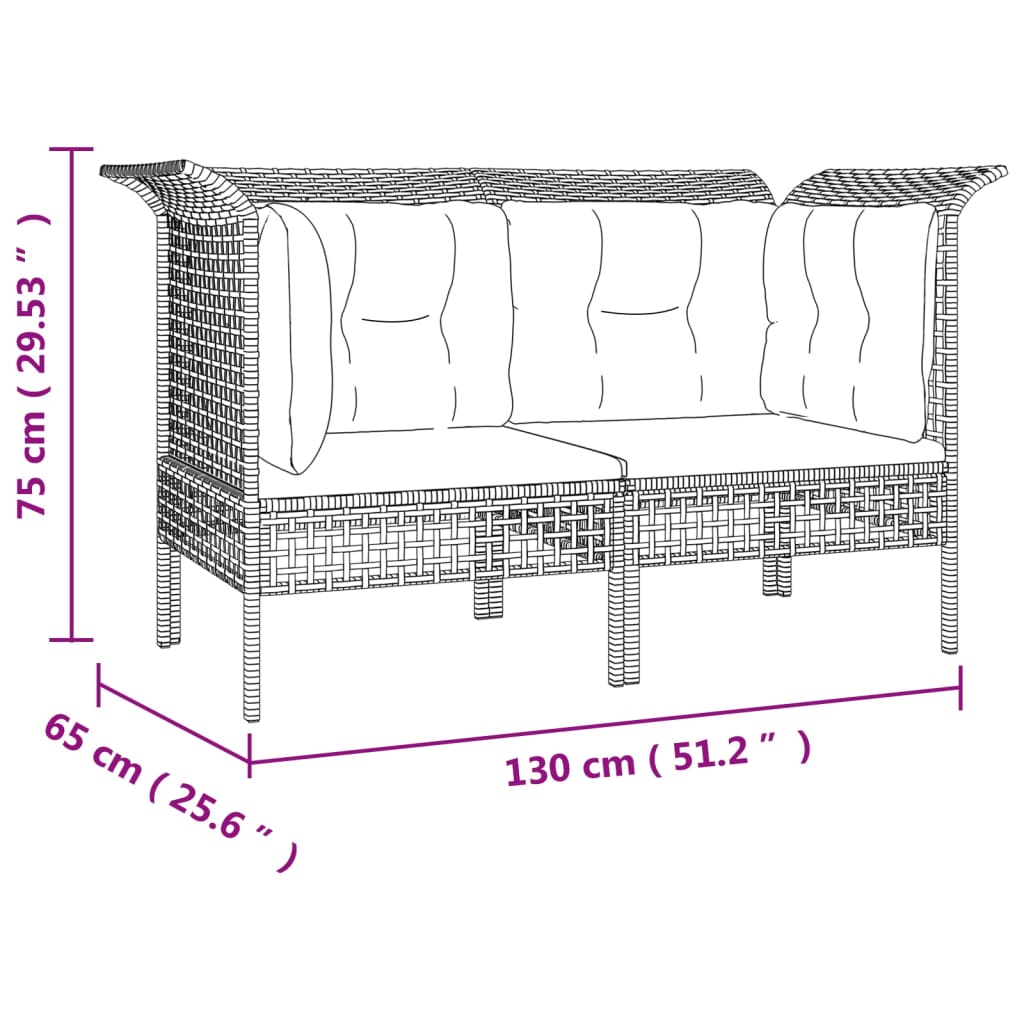 Divani Angolari da Giardino con Cuscini 2pz Polyrattan Grigio | homemem39