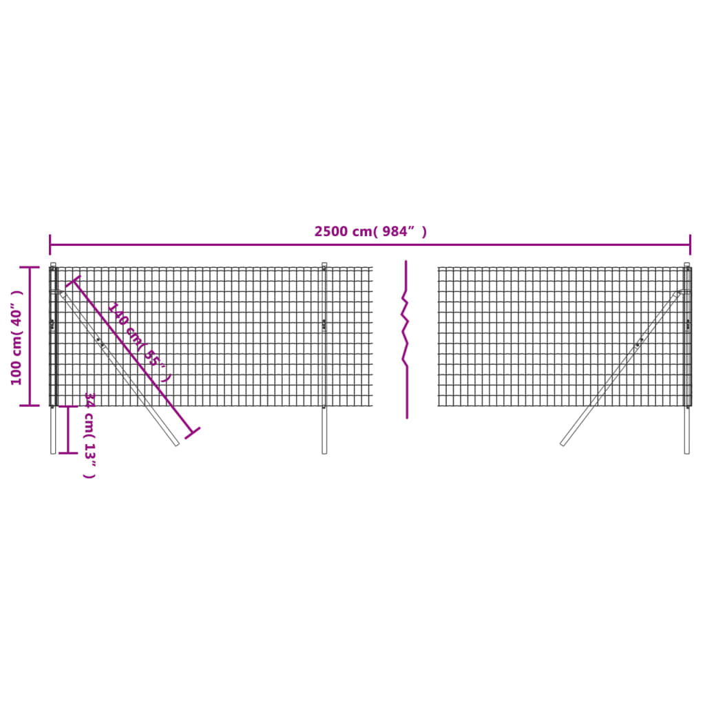 Recinzione Metallica Antracite 1x25 m in Acciaio Zincato | homemem39