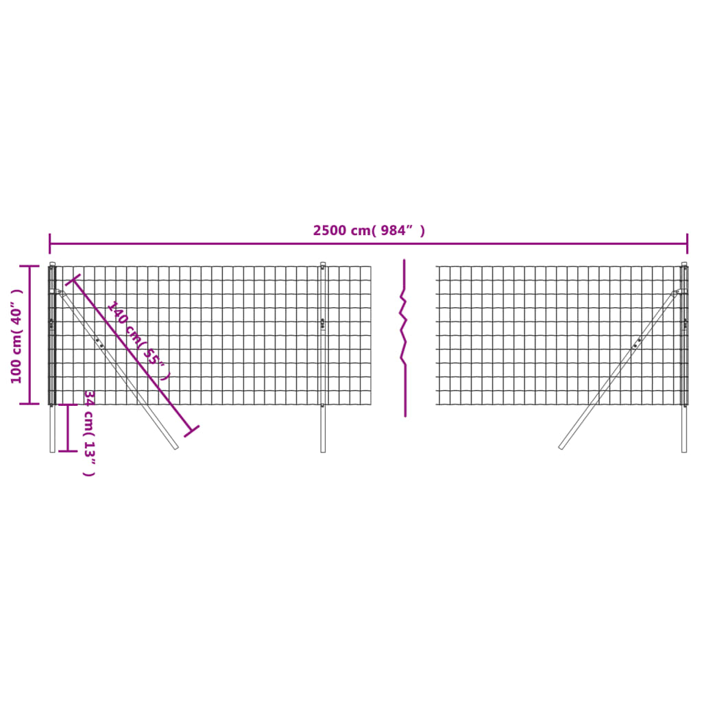 Recinzione Metallica Antracite 1x25 m in Acciaio Zincato | homemem39