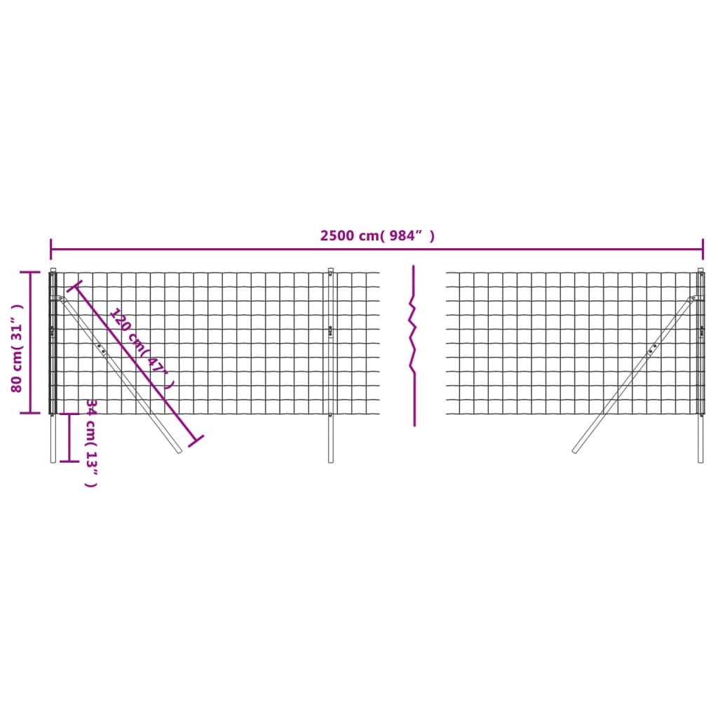 Recinzione Metallica Antracite 0,8x25 m in Acciaio Zincato | homemem39