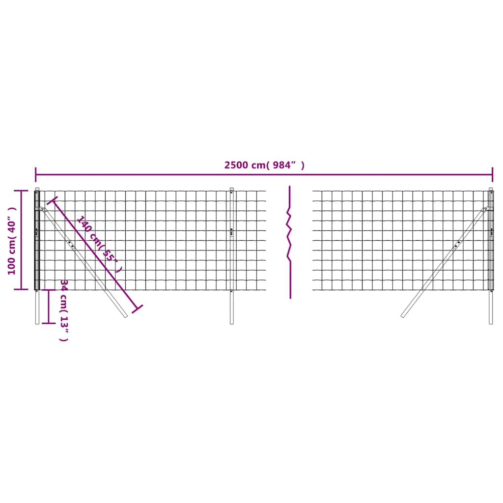 Recinzione Metallica Antracite 1x25 m in Acciaio Zincato | homemem39