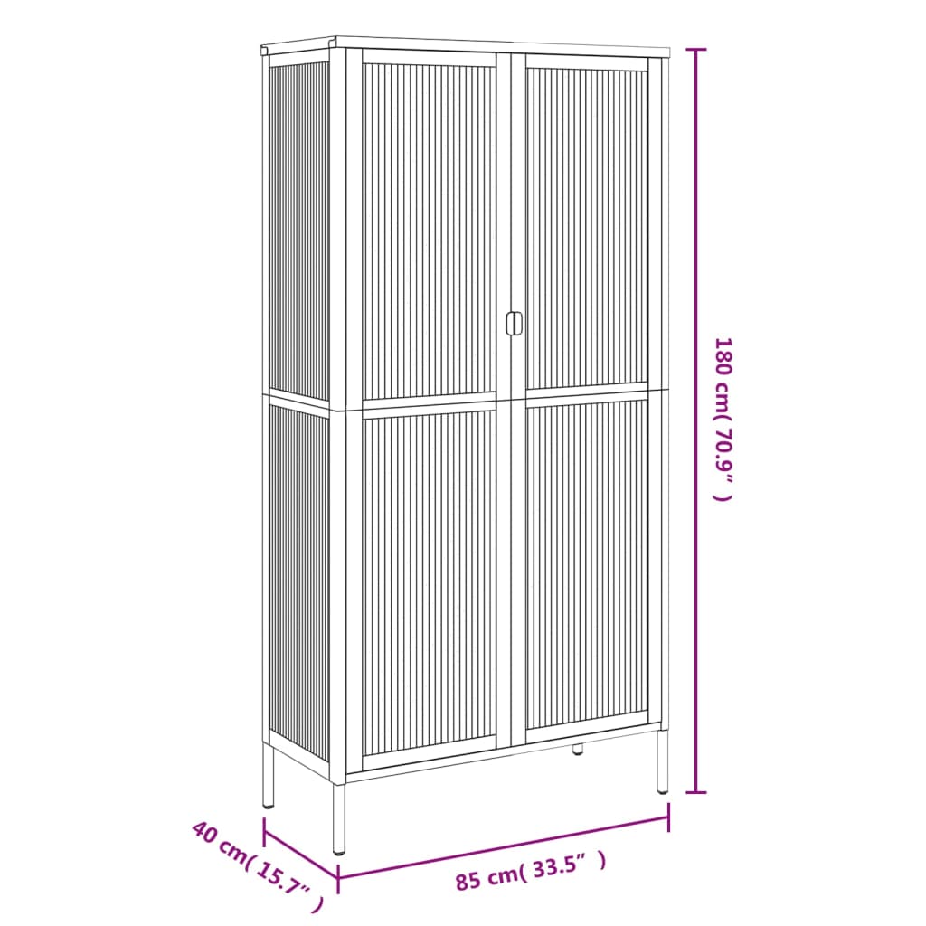 Credenza Nera 85x40x180 cm Vetro e Acciaio - homemem39