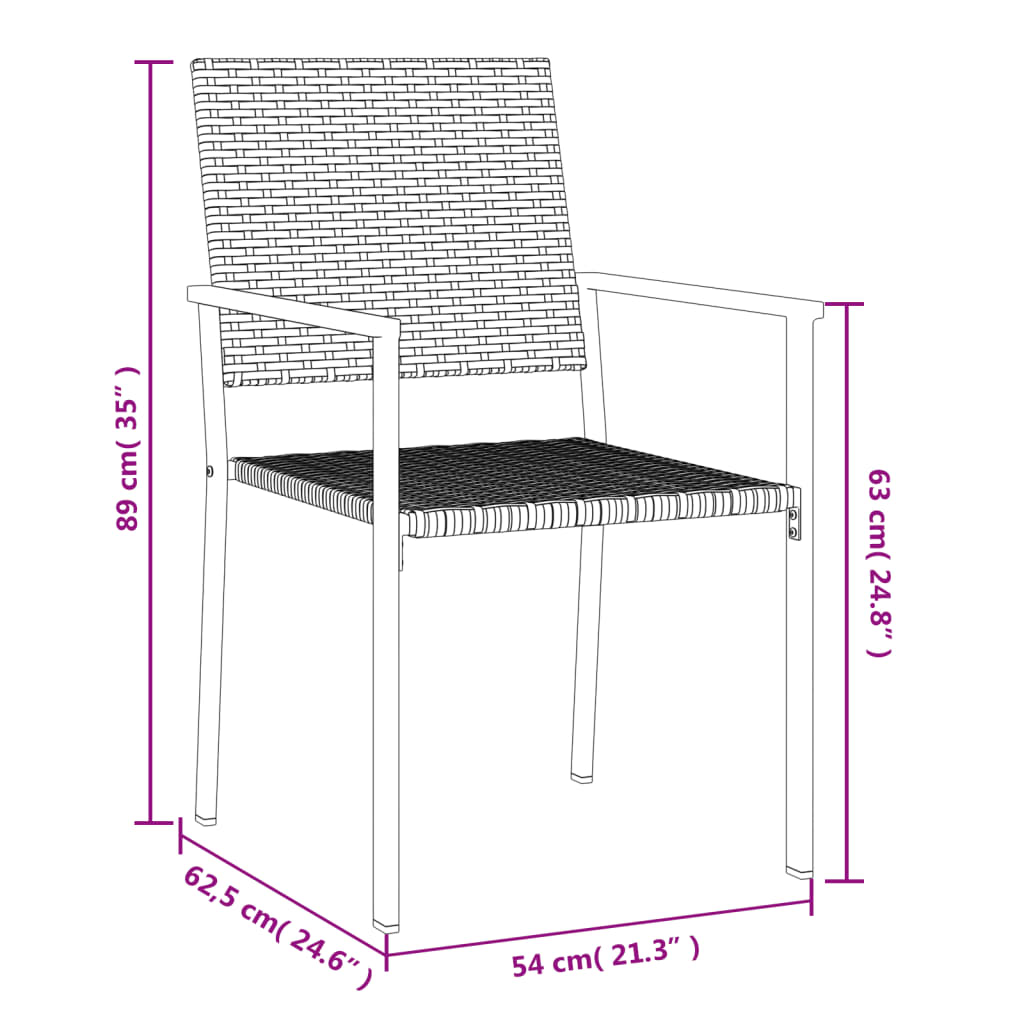 Sedie da Giardino 2 pz Nere 54x62,5x89 cm in Polyrattan - homemem39