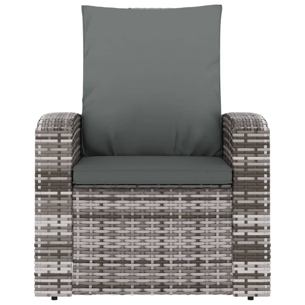 Poltrona Reclinabile da Giardino con Cuscini Polyrattan Grigia - homemem39