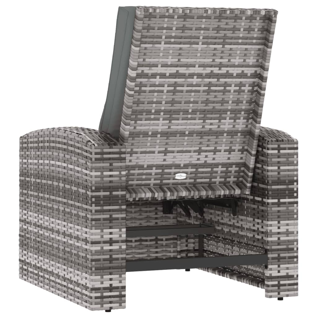 Poltrona Reclinabile da Giardino con Cuscini Polyrattan Grigia - homemem39