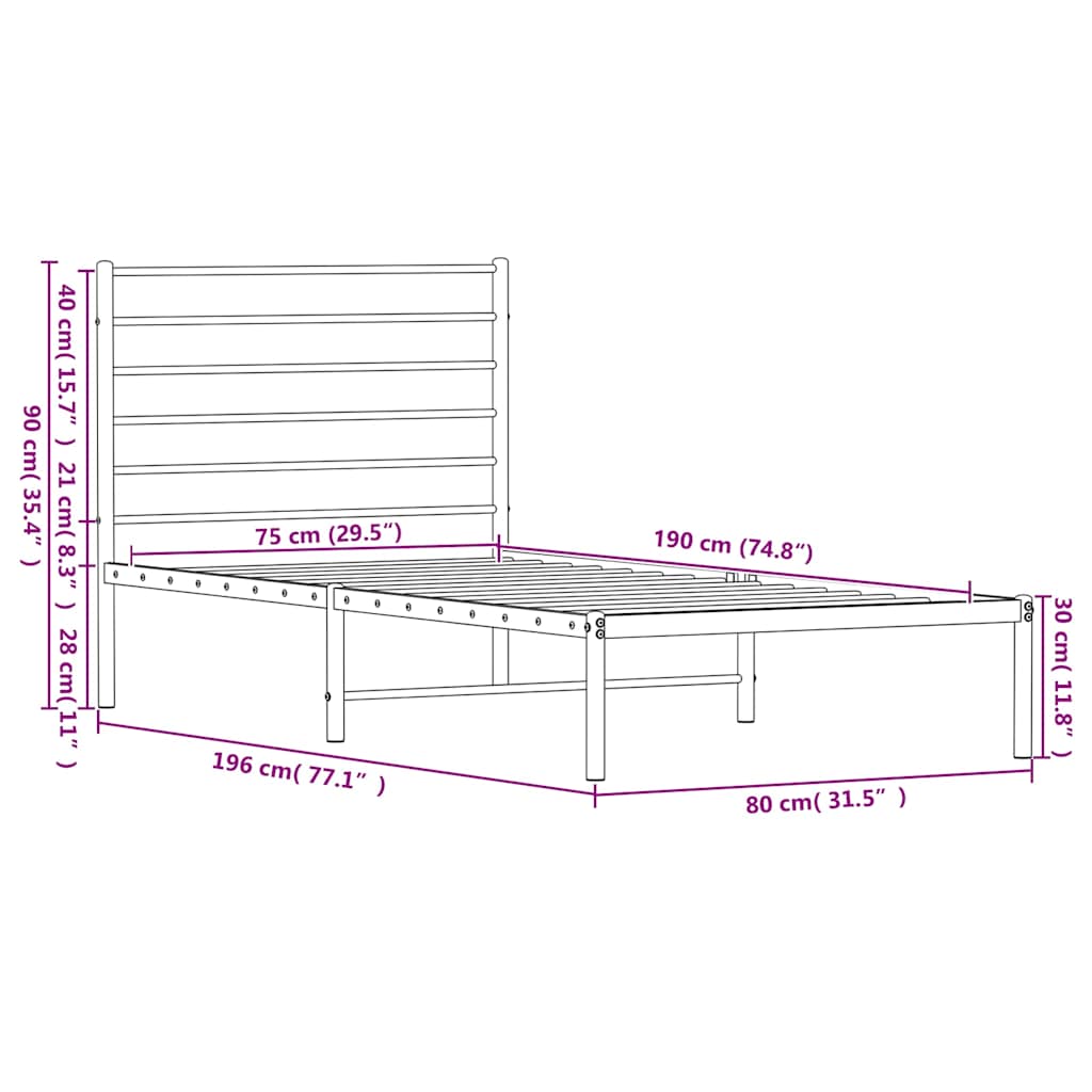Giroletto con Testiera in Metallo Nero 75x190 cm | homemem39