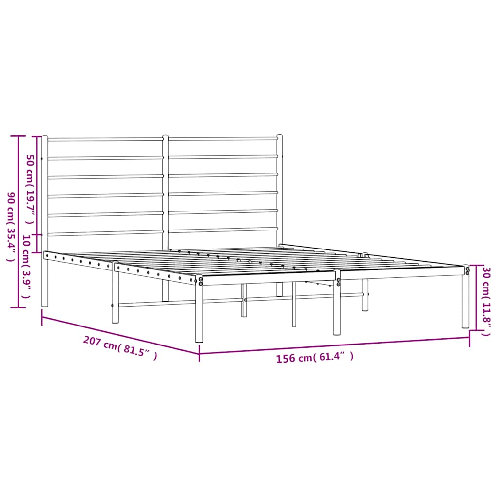 Giroletto con Testiera in Metallo Nero 150x200 cm | homemem39