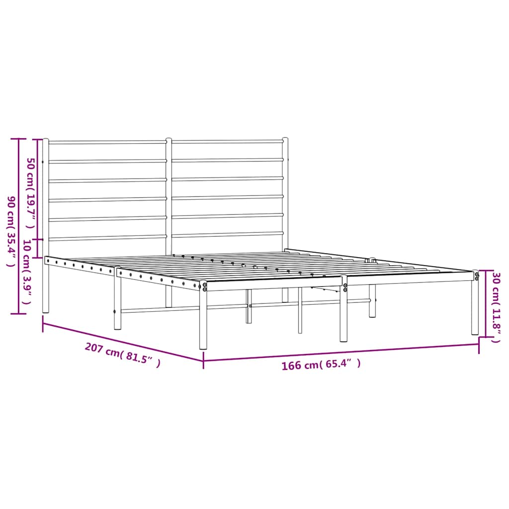 Giroletto con Testiera in Metallo Nero 160x200 cm | homemem39