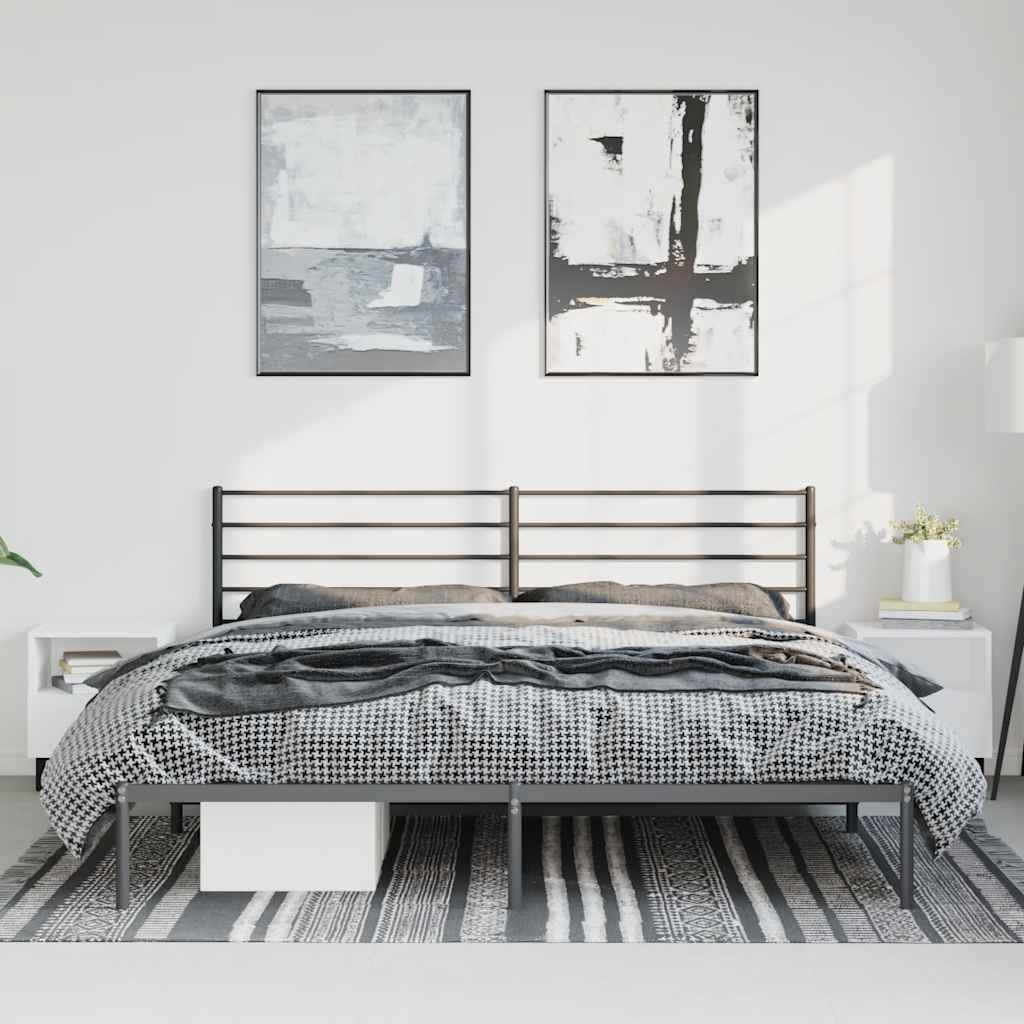 Giroletto con Testiera in Metallo Nero 183x213 cm
