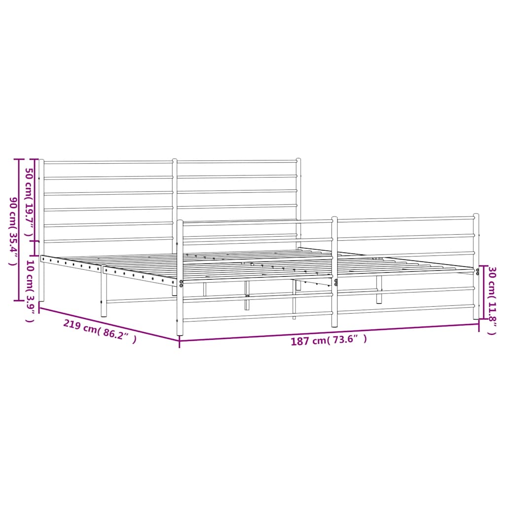 Giroletto con Testiera e Pediera Metallo Nero 183x213 cm | homemem39