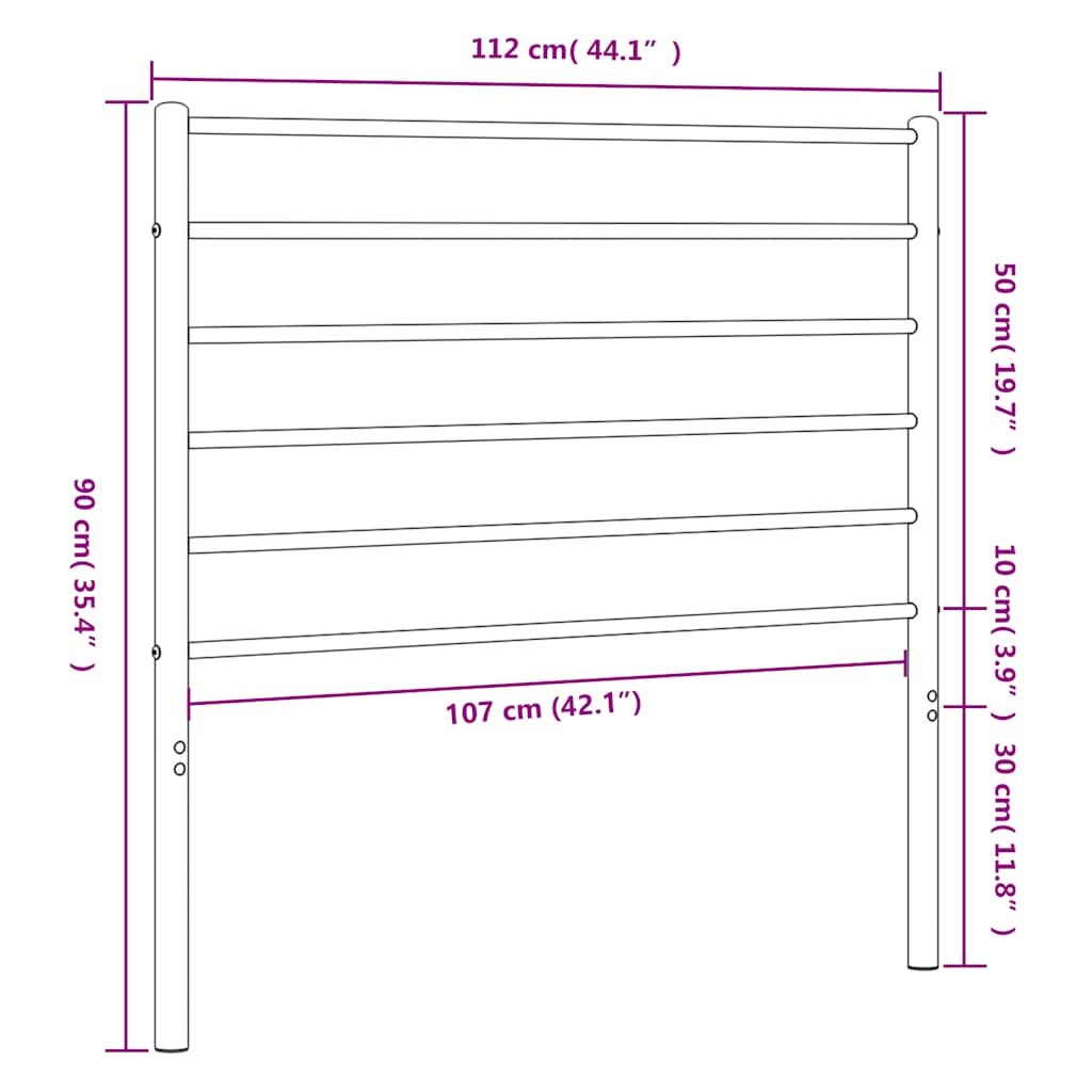 Testiera in Metallo Nero 107 cm