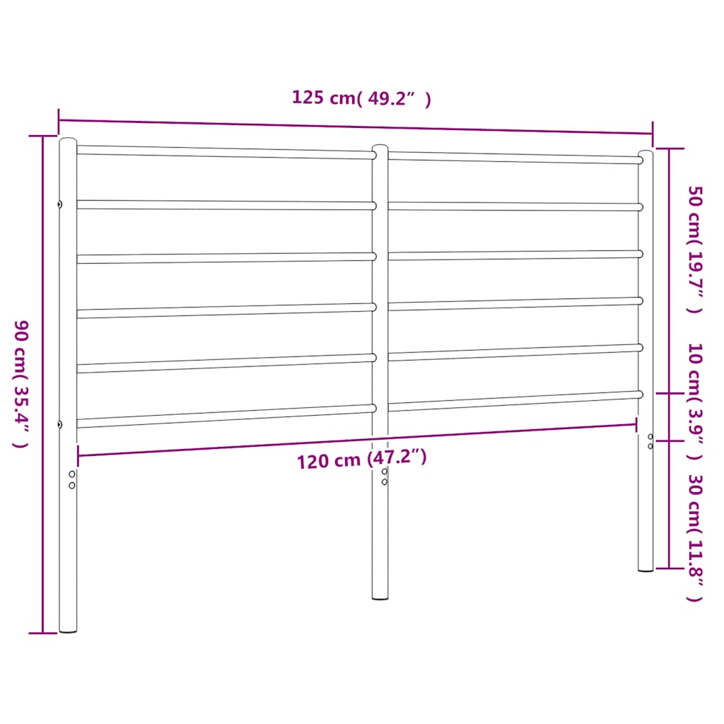 Testiera di Ricambio in Metallo Nero 120 cm | homemem39