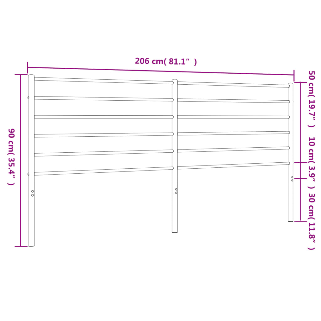 Testiera di Ricambio in Metallo Nero 200 cm | homemem39