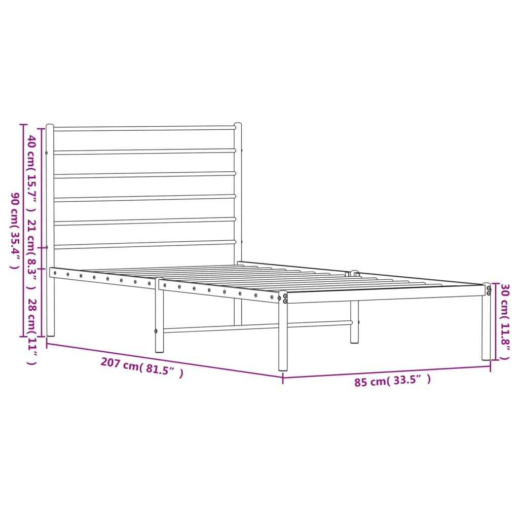 Giroletto con Testiera Metallo Bianco 80x200 cm | homemem39