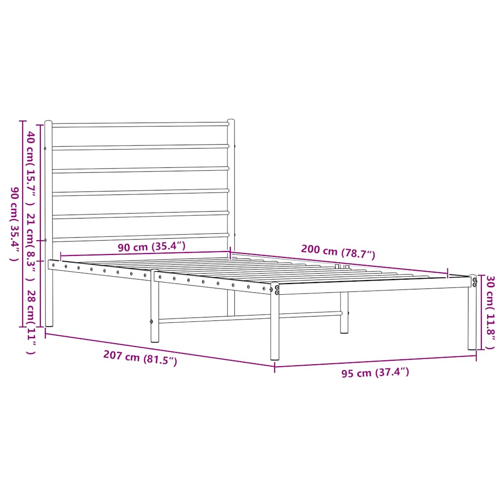 Giroletto con Testiera Metallo Bianco 90x200 cm | homemem39