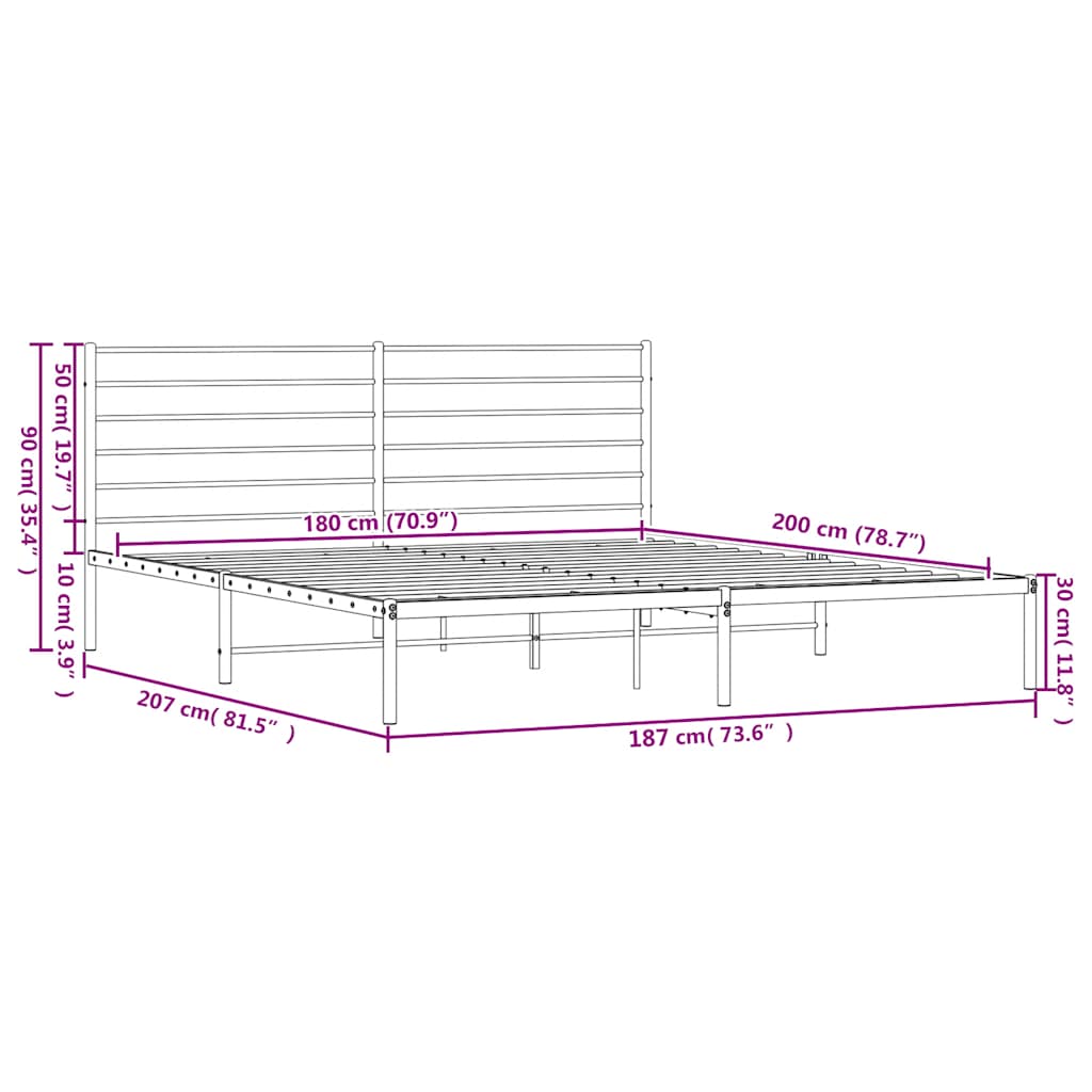 Giroletto con Testiera Metallo Bianco 180x200 cm | homemem39