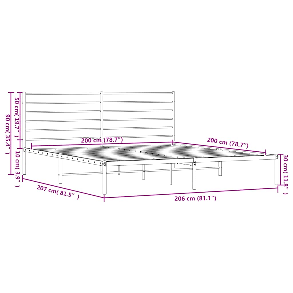 Giroletto con Testiera Metallo Bianco 200x200 cm | homemem39