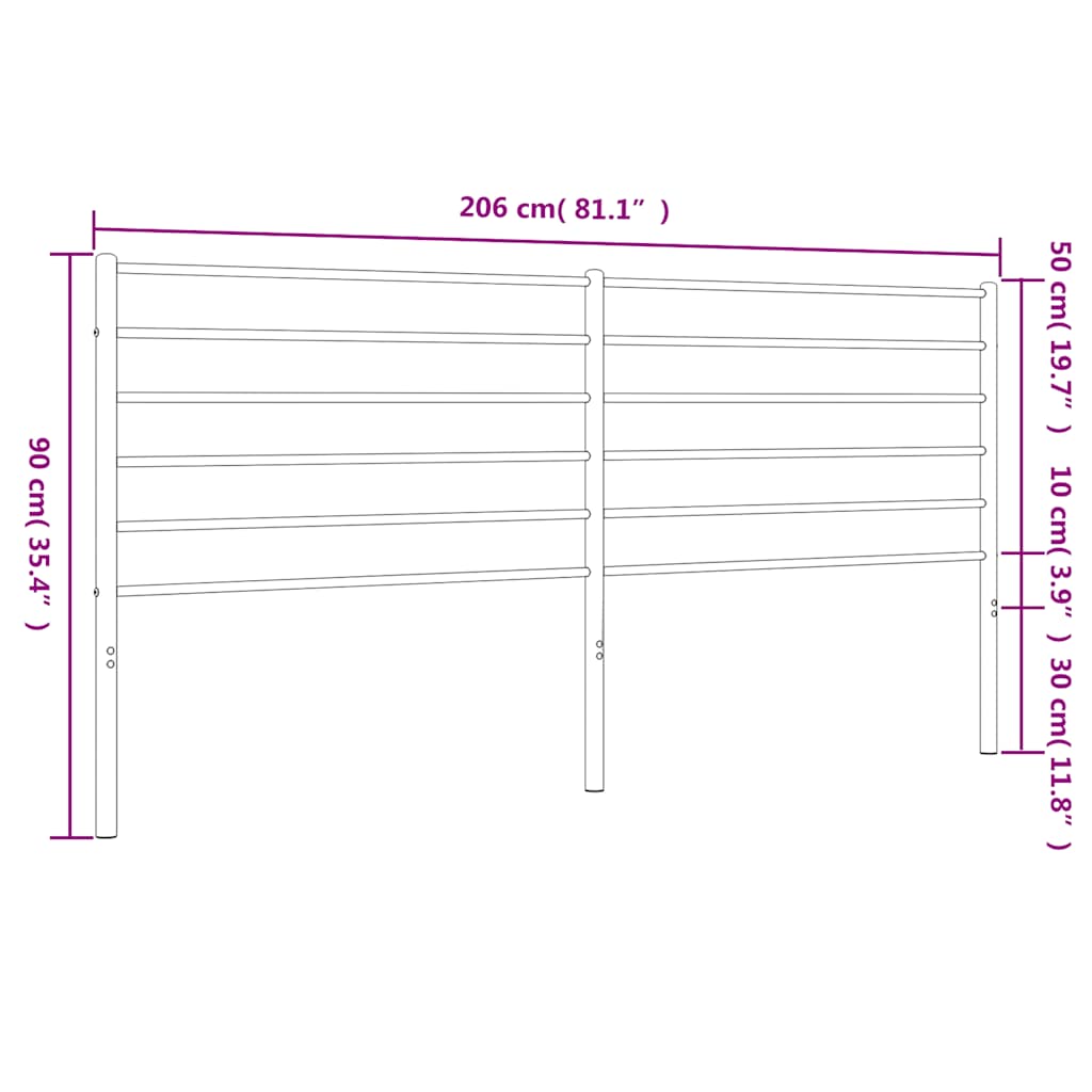 Testiera di Ricambio in Metallo Bianco 200 cm | homemem39