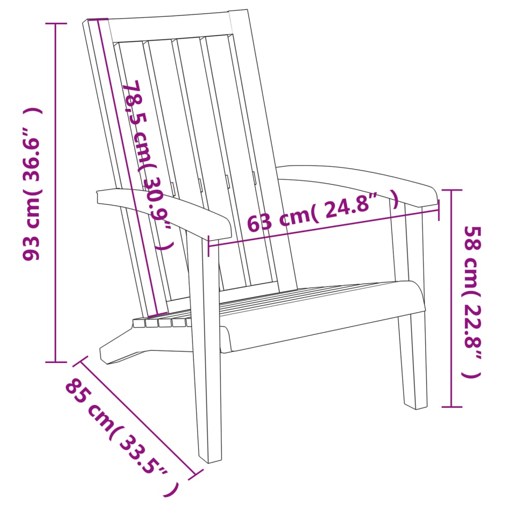Sedia Adirondack da Giardino in Polipropilene Nero - homemem39
