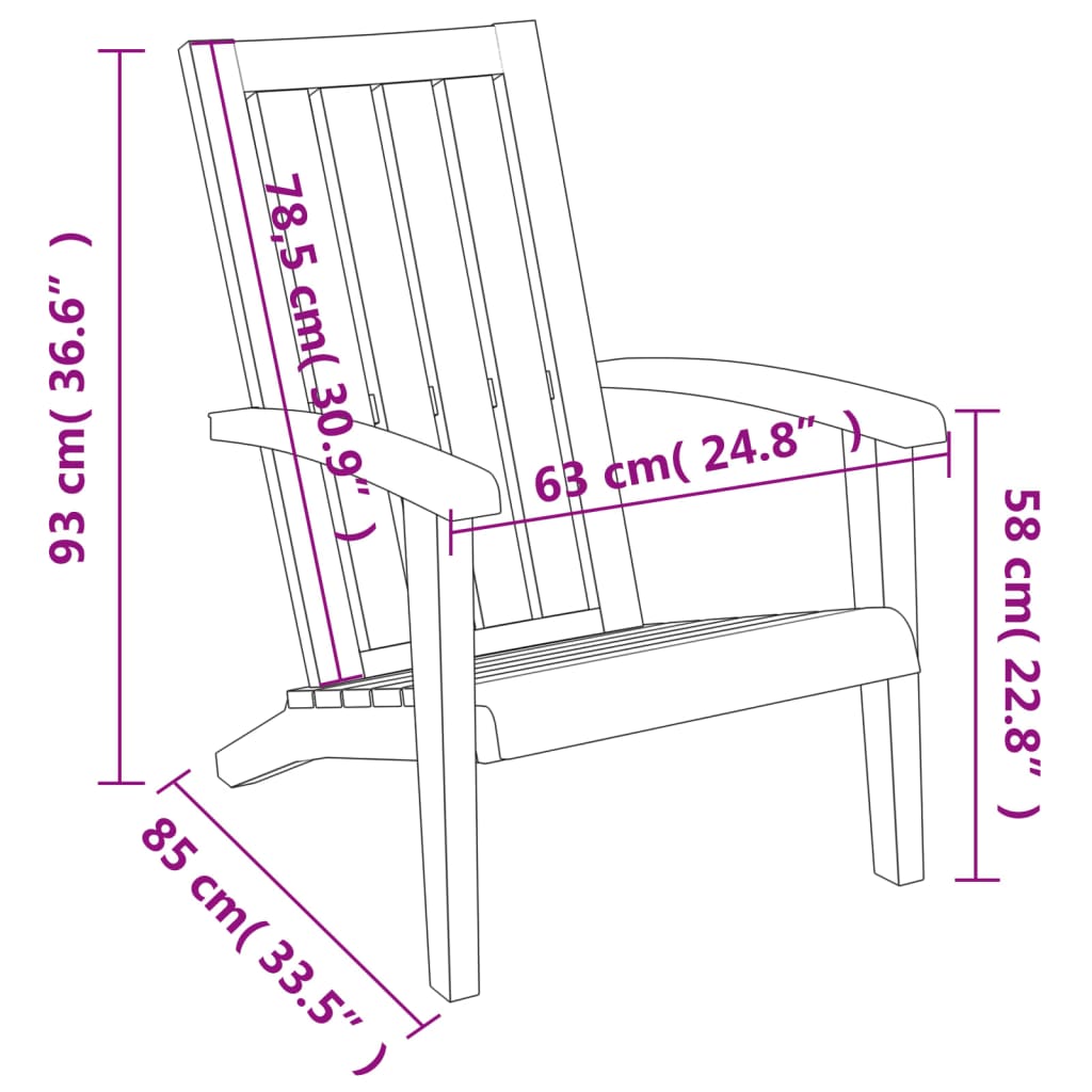 Sedia Adirondack da Giardino in Polipropilene Marrone Chiaro - homemem39