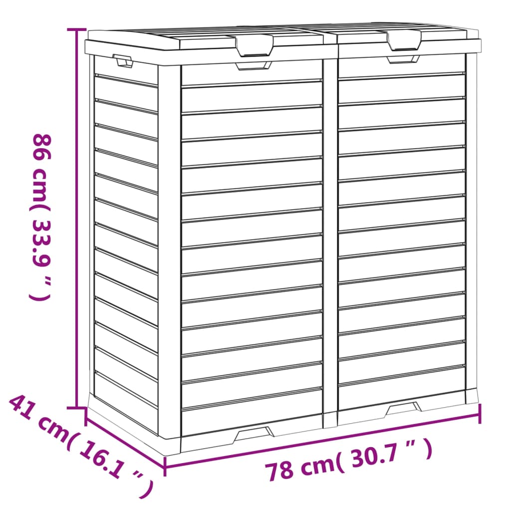 Cestino per Rifiuti da Esterno Nero 78x41x86 cm Polipropilene - homemem39