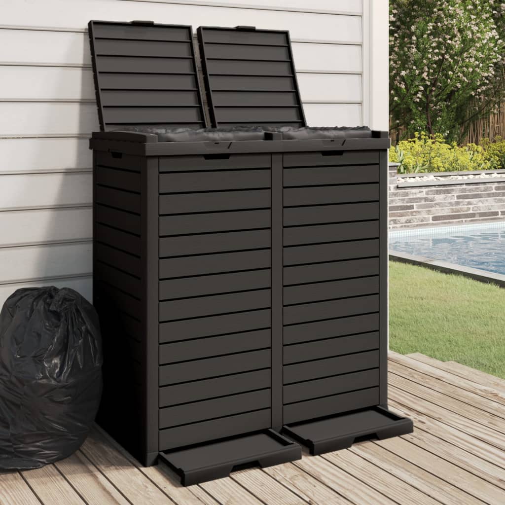 Cestino per Rifiuti da Esterno Nero 78x41x86 cm Polipropilene - homemem39