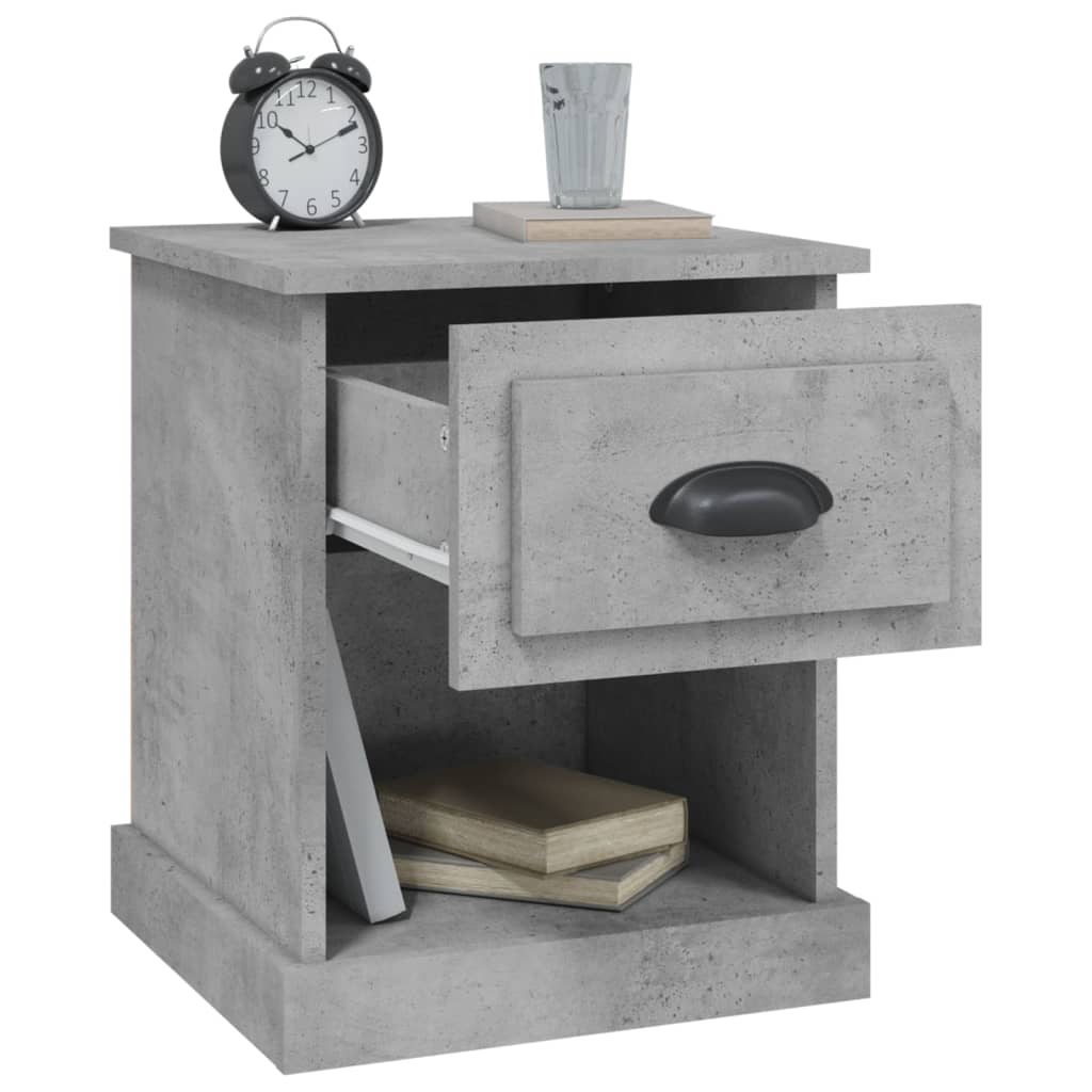 Comodino Grigio Cemento 39x39x47,5 cm in Legno Multistrato - homemem39