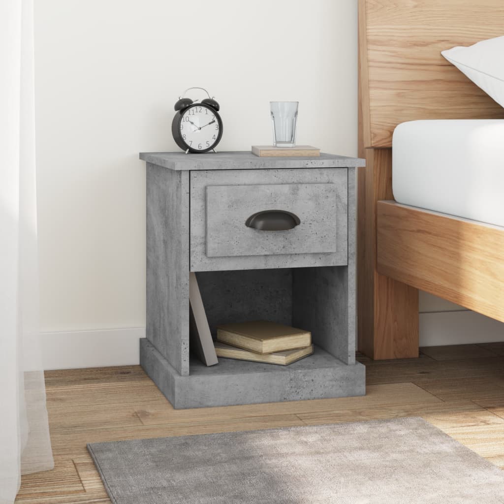 Comodino Grigio Cemento 39x39x47,5 cm in Legno Multistrato - homemem39