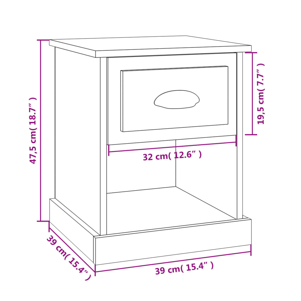 Comodini 2 pz Rovere Fumo 39x39x47,5 cm in Legno Multistrato | homemem39