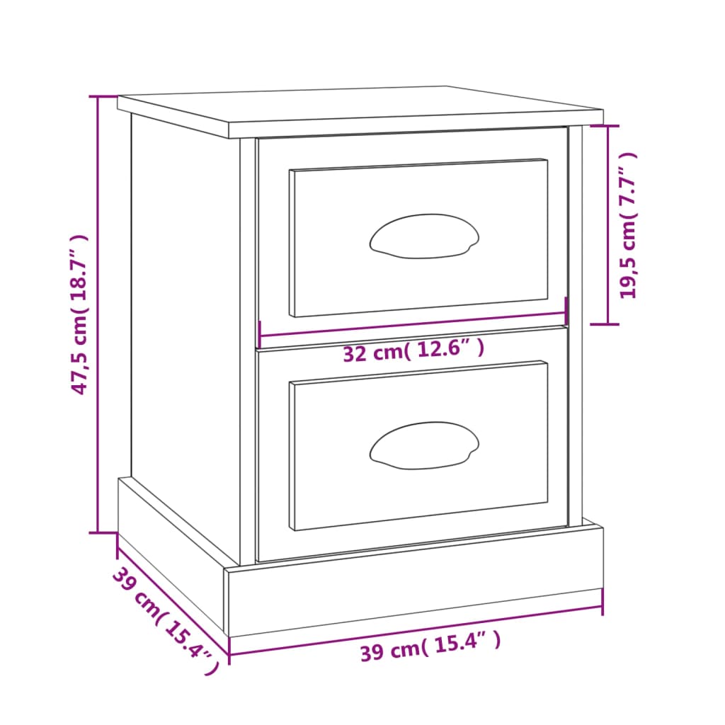 Comodino Rovere Fumo 39x39x47,5 cm in Legno Multistrato | homemem39